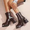 Новые женские осенние ботильоны на высоком каблуке, ботильоны на толстой подошве, увеличивающие рост, эластичные ботинки, водонепроницаемые настольные ботинки, ботинки Мартин на толстом каблуке, короткие ботильоны