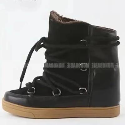 Мода 2025 Новые ботинки на шнуровке для снега с бархатной внутренней высотой обуви Меховые интегрированные хлопковые туфли Женская мода Зимние короткие ботинки