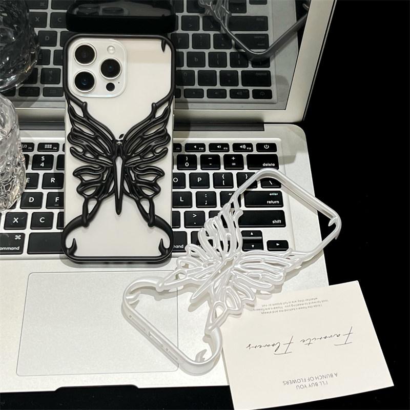 3D Чехол для телефона с полым узором бабочки для отвода тепла для iPhone 17 Air 16 15 14 13 12 11 Pro Max Plus Гальванизированная жесткая задняя крышка