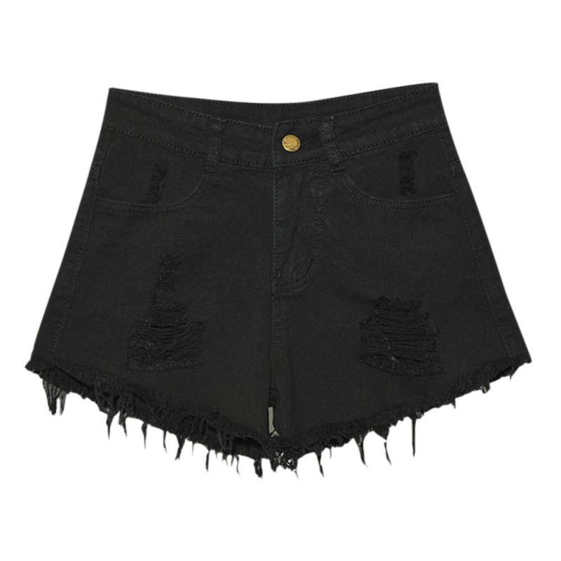 Fashion Sexy Women High Waist Ripped Hole Denim Jeans Shorts Fraying Edges Short Pants