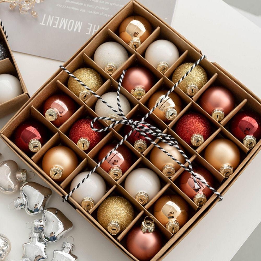 25Pcs/set Mini Glass Christmas Balls DIY Decorative Christmas Balls Pendant Handmade Xmas Tree Ornaments Accessories Gift