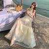 Утренний халат женский невеста Французское супер-сказочное помолвочное платье атмосфера трехмерное кружевное цветочное маятниковое сетчатое платье