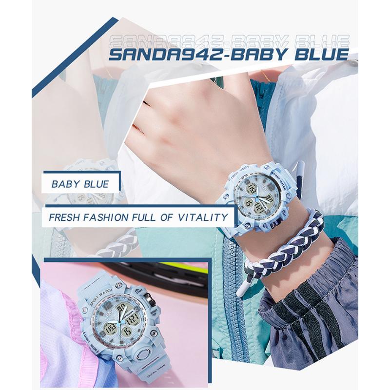 SANDA Новые простые модные спортивные электронные часы с ночным светом, студенческие мужские часы