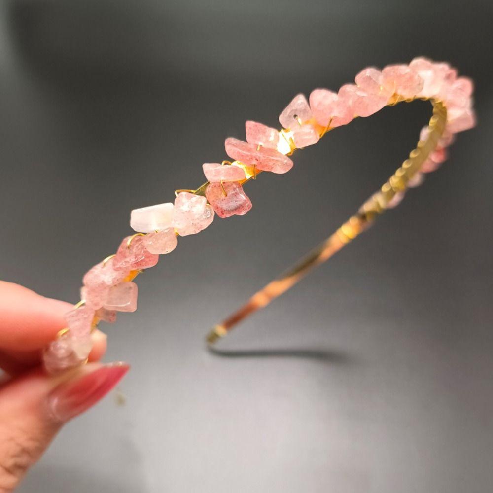 Fashion Hair Jewelry Natural Stone Ethnic Amethyst Hair Hoop Raw Quartz Crystal Headband Colorful Stone Stone Tiara