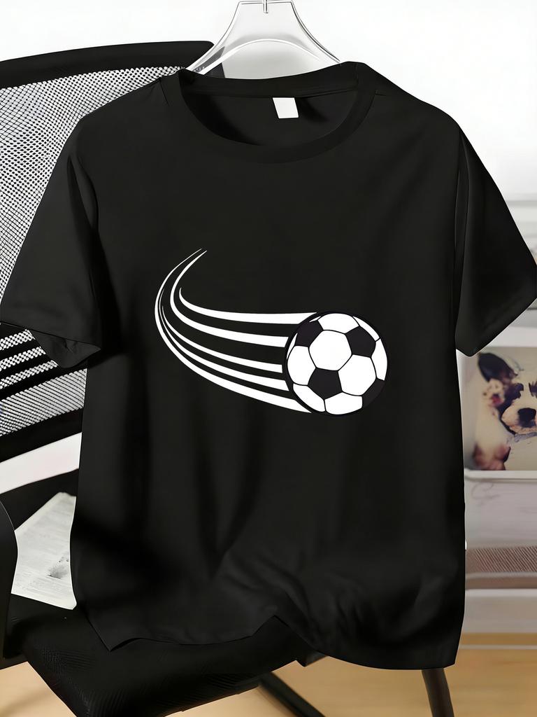 Unisexs Tee Dynamic Speed Line Soccer Ball Graphic Print Cotton Short Sleeve Male Casual Streetwear Outdoor Daily Basic Fashion Top