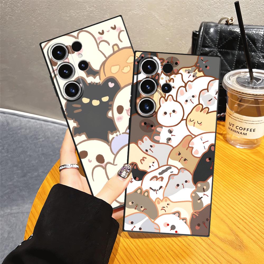 Чехол для Samsung Galaxy S25 S20 Ultra S26 S24 Plus Note 20 8 9 10 S23 S21 FE S10 S9 Funda Чехол для телефона Мультяшный Милый Кот