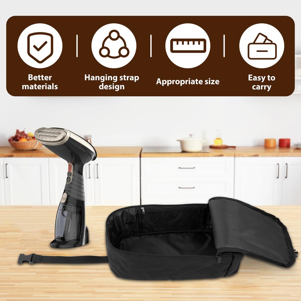 Travel Steamer Bag Portable Handheld Design Steamer Carrying Case Holder Black Iron Case Organizer with Hanging Buckle Strap