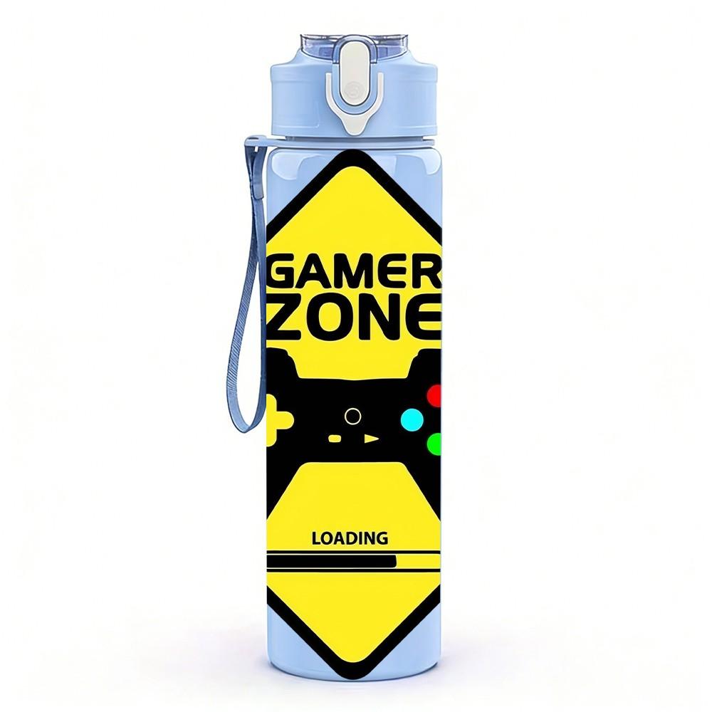 1PC Gamer Zone Warning 750ml Color Plastic Sports Water Bottle Leakproof Flip Straw Lid Suitable for Sports Office Home Use