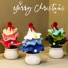 Handmade Crocheting Christmas Tree Potted Wool Knitting Finished Product Ornaments Desktop Decoration Xmas Handicrafts Gift