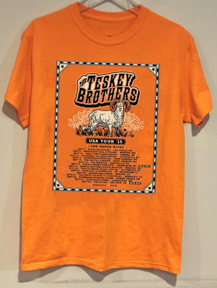 Teskey Brothers USA Tour 25 Orange T Shirt Size S-5XL Unisex T-Shirt