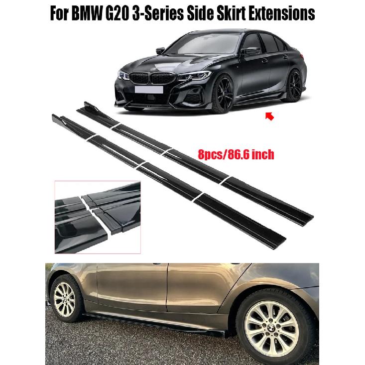 For BMW Accessories G20 3-Series 330i M340i 2019+ Gloss Black Car Side Skirt Extensions Rocker Panels Side Trim Spoiler Factory