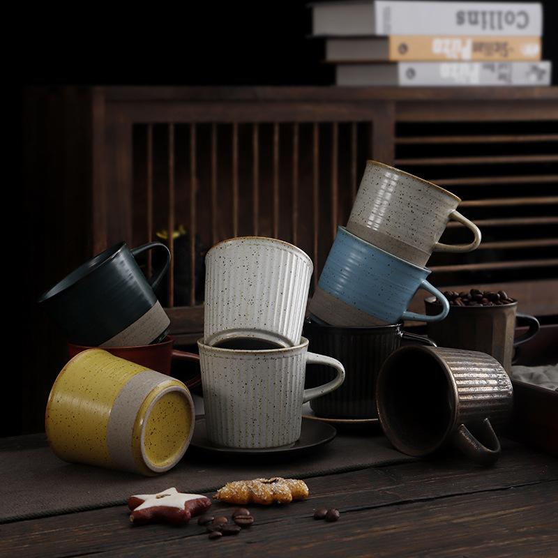 200 мл креативный ретро керамический кофейный набор с блюдцем японская чашка простая домашняя чашка для послеобеденного чая грубая керамическая кружка молочная кружка