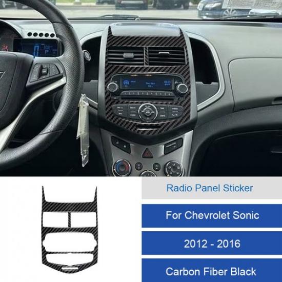 Накладка на панель управления радио и консоль из углеродного волокна для Chevrolet Sonic 12 13 14 15