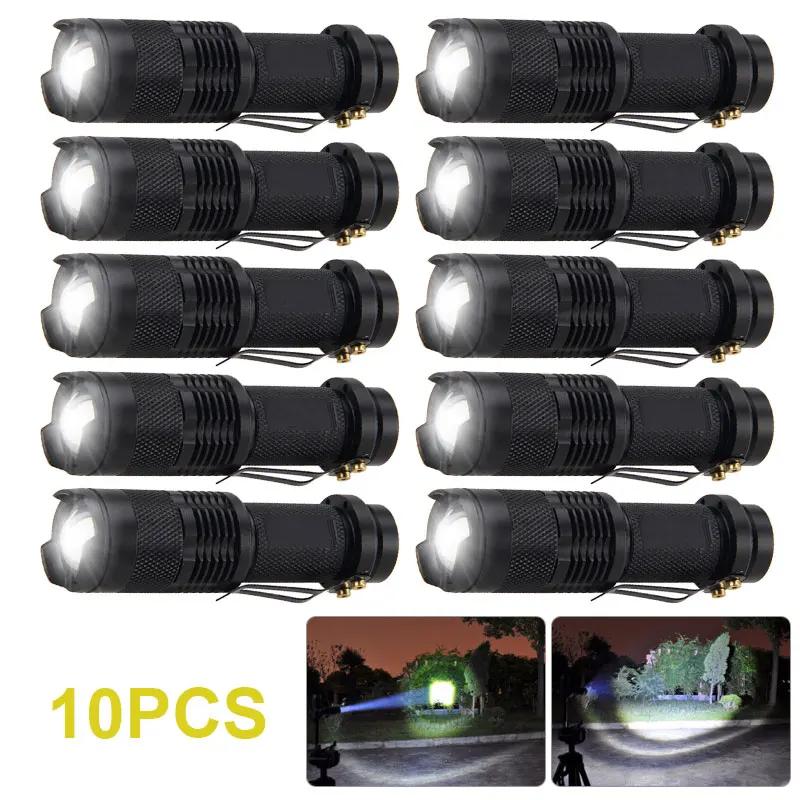 1/3/5/10Packs Portable Mini Q5 LED Flashlight Zoomable Tactical Lamp Torch Adjustable Focus Flashlight for Gift Hiking Camping