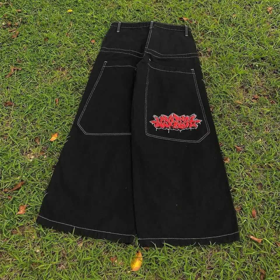 Европейские уличные джинсы JNCO с вышивкой, хип-хоп, свободные, широкие штанины
