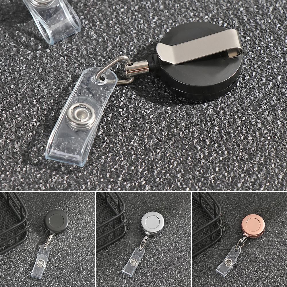 1pc Office Supplies Anti-Lost Clip Metal ID Name Card Lanyards Badge Holder Key Ring Retractable