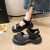 Trendy Thick Bottom Sandals 2024 Summer New Sport Style Slope Heel One Word Casual Comfortable Women's Sandals Zapatos De Mujer