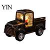 Winter Theme Decoration Retro Christmas Pickup Truck Night Light with Snow Lantern, Battery Unique Holiday Present Operated Decorative LED Lamp