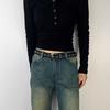 Korean Style Retro Jeans Belt Star Hollowed Pin Buckle Denim Belt  Clothing Accessories