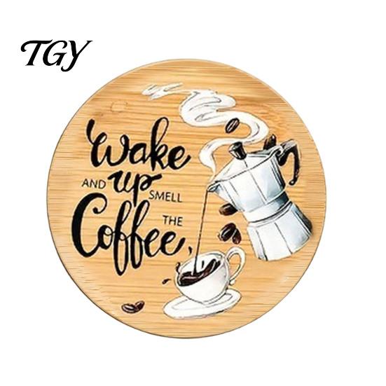 Easy to Clean Cup Mats 6Pcs Wood Coasters for Drinks, Heat Resistant Drink Mat, Anti-slip Round Thickened Coaster Set Table Dining Room, Coffee