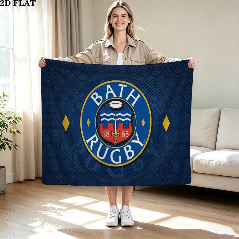 Bath Rugby Print Flannel Blanket High Quality Warm Comfortable Cover for All Seasons Perfect for Gifts Home Decor