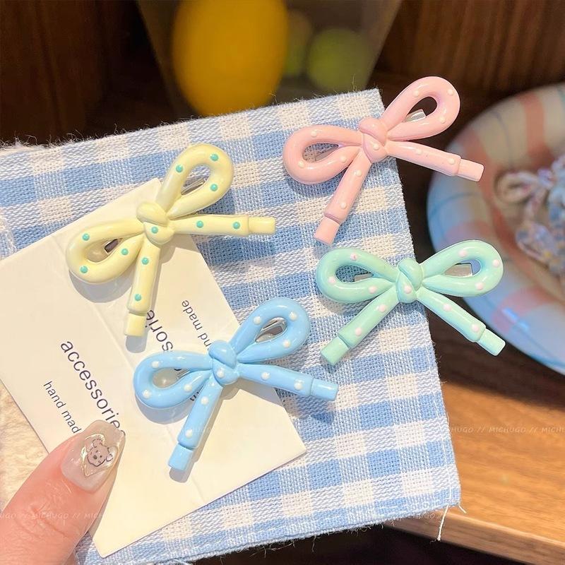 Korean Print Bow Hair Clip Clamp Children Simple Bowknot Barrettes Hairpins For Girls Side Clip Baby Cute Hair Acccessories
