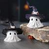Haunted Resin Ghost Figurines - Halloween Witch Hat Decor with Mini Pumpkins for Party Tabletop Scenes