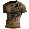 Летняя мужская футболка 3D Compass Retro HD Printed Short Sleeve Personality Trend Top Street Oversize O-neck Comfortable Clothing