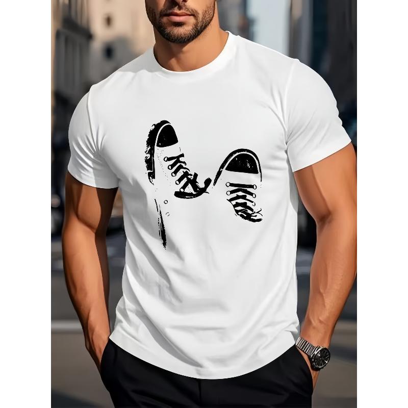 Make old canvas shoes printed with white T street cool wind slim short sleeve niche design sense men and women with the same top.