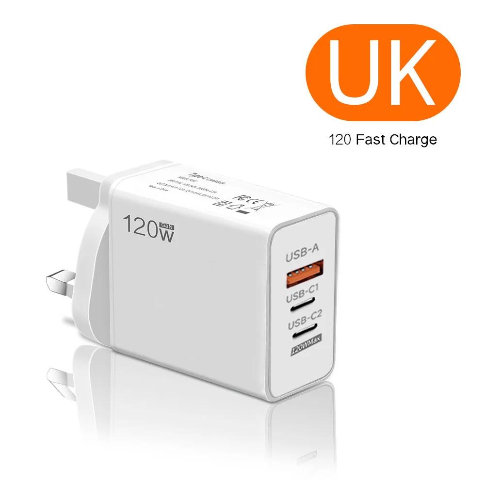 120 Вт 3 порта USB зарядное устройство Type C быстрая зарядка EU/US вилка настенное зарядное устройство 6A Type C кабель для Mate 50 60 Honor быстрое зарядное устройство