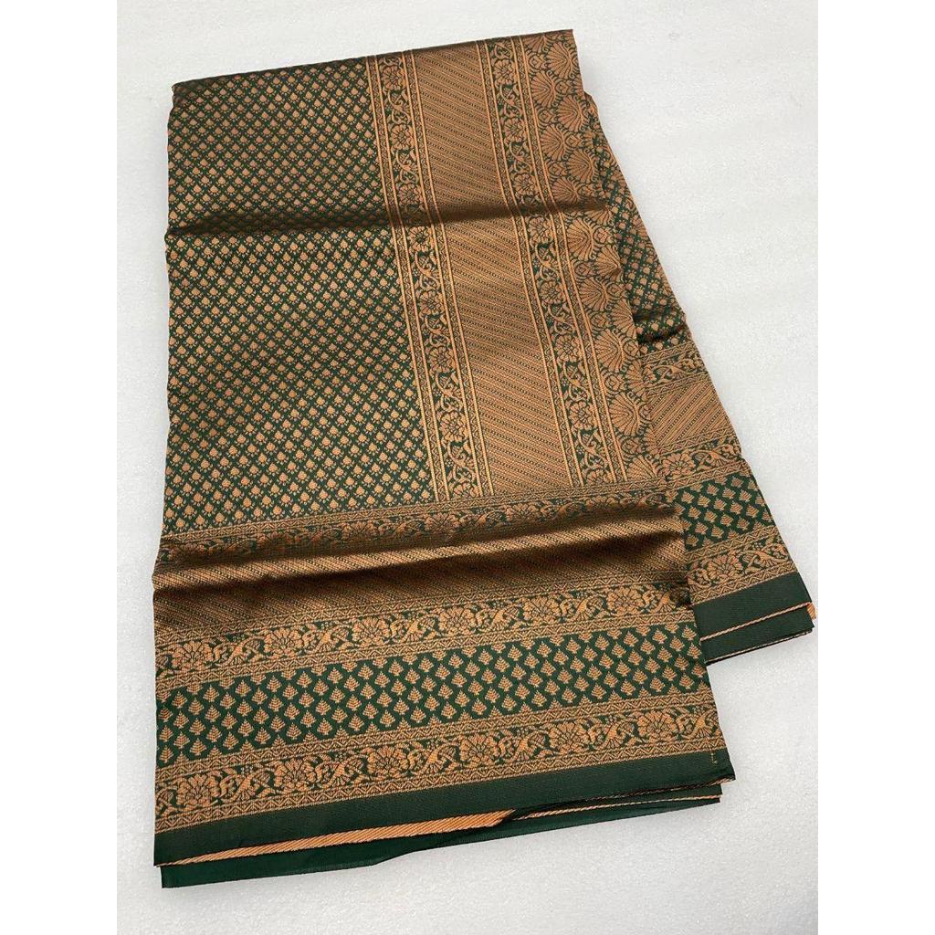 Silk Saree from the ALMAARI Store Is Adorned with Beautiful Zari Work In Form of Traditional Motifs.
