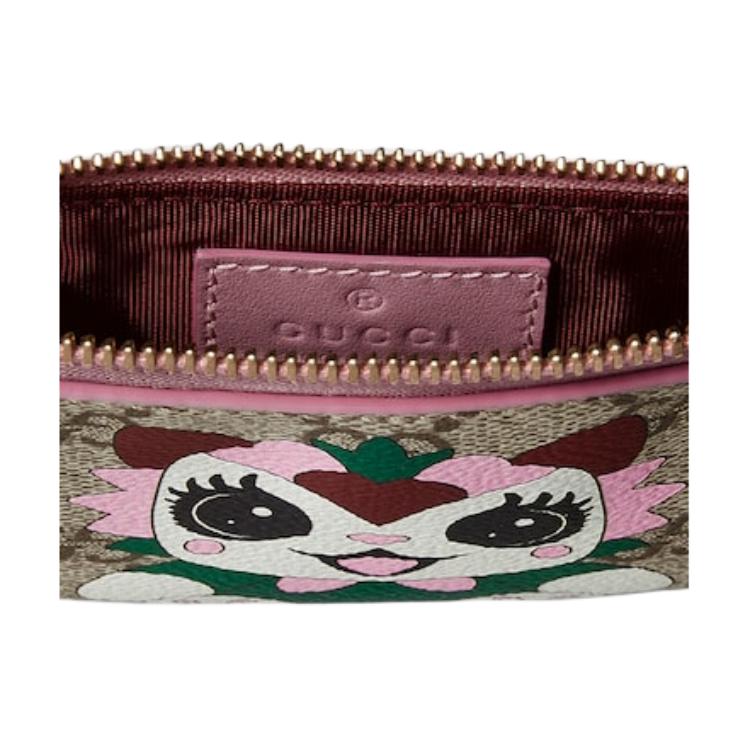 Gucci Тканевая ключница Унисекс Бежевый Темно-коричневый