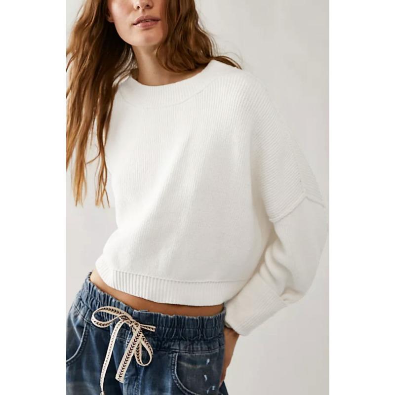 Women's Autumn and Winter Round Neck Solid Colour Loose Pullover Jumper