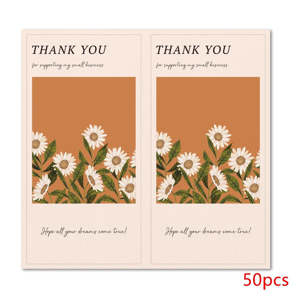 10-50pcs Daisy Pattern Thank You For Supporting My Small Business Stickers 5*10cm Gift Package Box Decor Sealing Labels