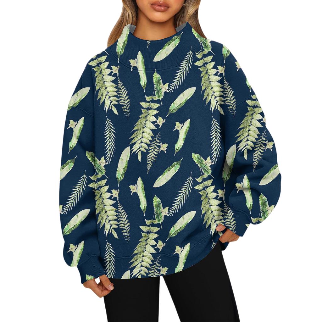 Женский свитшот с воротником-стойкой, осенний, удобный, оверсайз, нарядный пуловер, свитшоты без капюшона, уютные топы с высоким воротником