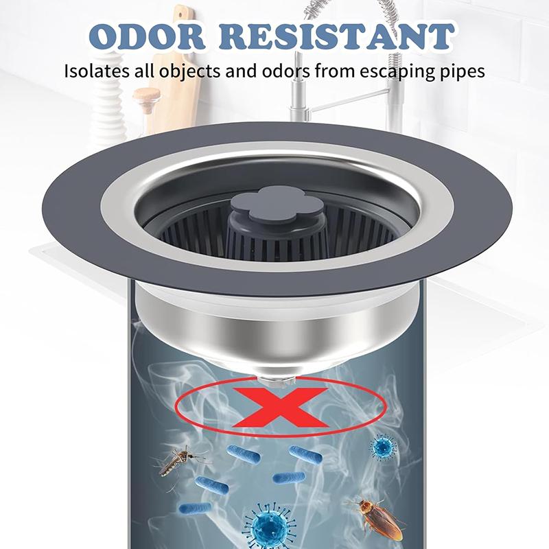 Upgraded 3 in 1 Kitchen Sink Drain Strainer and Stopper Combo,Stainless Steel Metal Kitchen Sink Stopper Fast Drainage