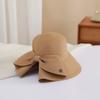 Bowknot Split Straw Sun Hat Elegant Wide Brim Travel Beach Hats Foldable UV Protection Casual Bucket Hats