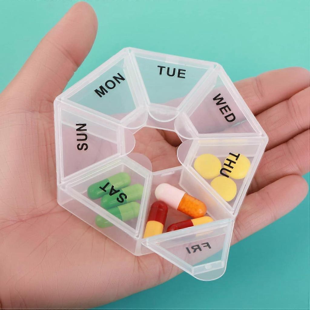 2 PCS Pill Organizer 7 Day Dispenser Daily Travel Portable Size Small Cute Holder Medication Organizers Vitamin Pillbox Reminder