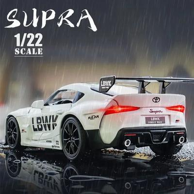 1:22 Модель гоночного автомобиля Toyota Supra Литые из сплава Игрушка Металлические транспортные средства Модель игрушечного автомобиля Высокая симуляция Звук Свет Детская игрушка
