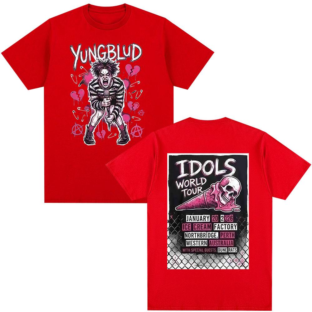Певец Yungblud IDOLS Мировой Тур Футболки Унисекс Одежда Мода Короткий Рукав Футболка Хлопок Лето Оверсайз Футболка Топы