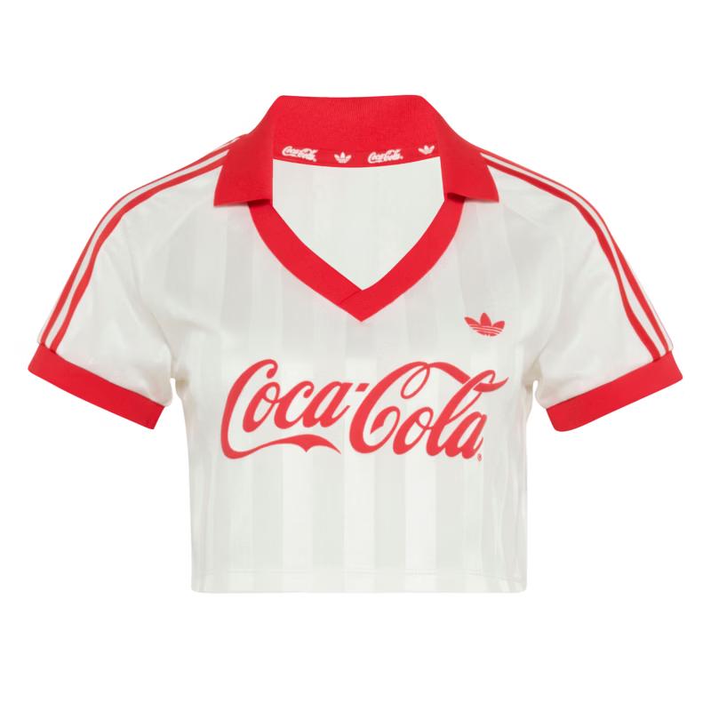 adidas Женская ретро-футболка с V-образным вырезом из вязаного полотна Originals x Coca-Cola