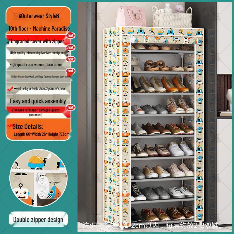 Multi-Layer Indoor Shoe Rack with Curtain