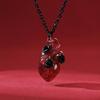 Women Gothic Resin Human‑Heart‑Shaped Necklace, Bold Exaggerated Organ Design Pendant, Fashion Decorative Neck Ornament for Holiday Costume