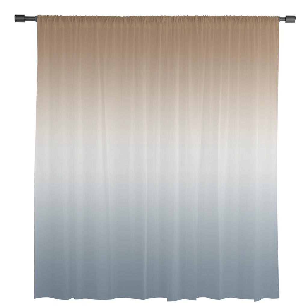 Brown Grey Gradient Sheer Curtains for Living Room Decoration Window Curtains for Kitchen Tulle Voile Organza Curtains
