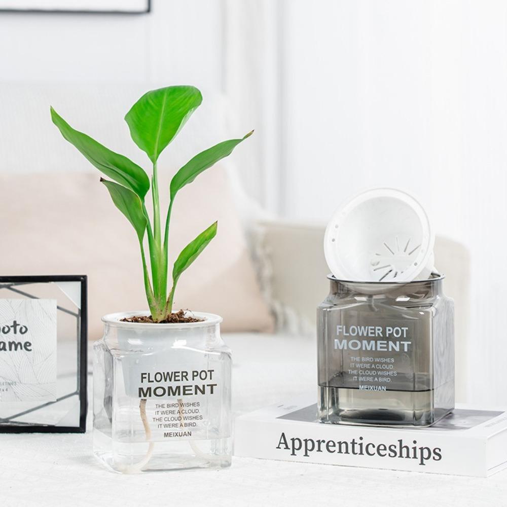 Plastic Hydroponic Plants Pot Self Watering Office Bonsai Decor