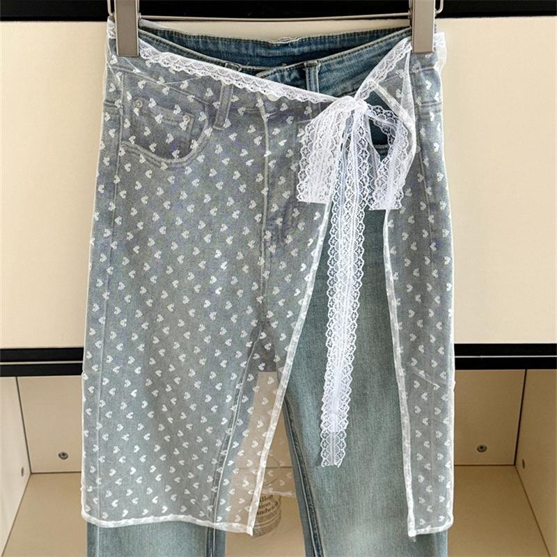 Spring Summer One Piece Floral Embroidery Lace Skirt Layering Wearing Half Body Gauze Dress Women Fart Curtain