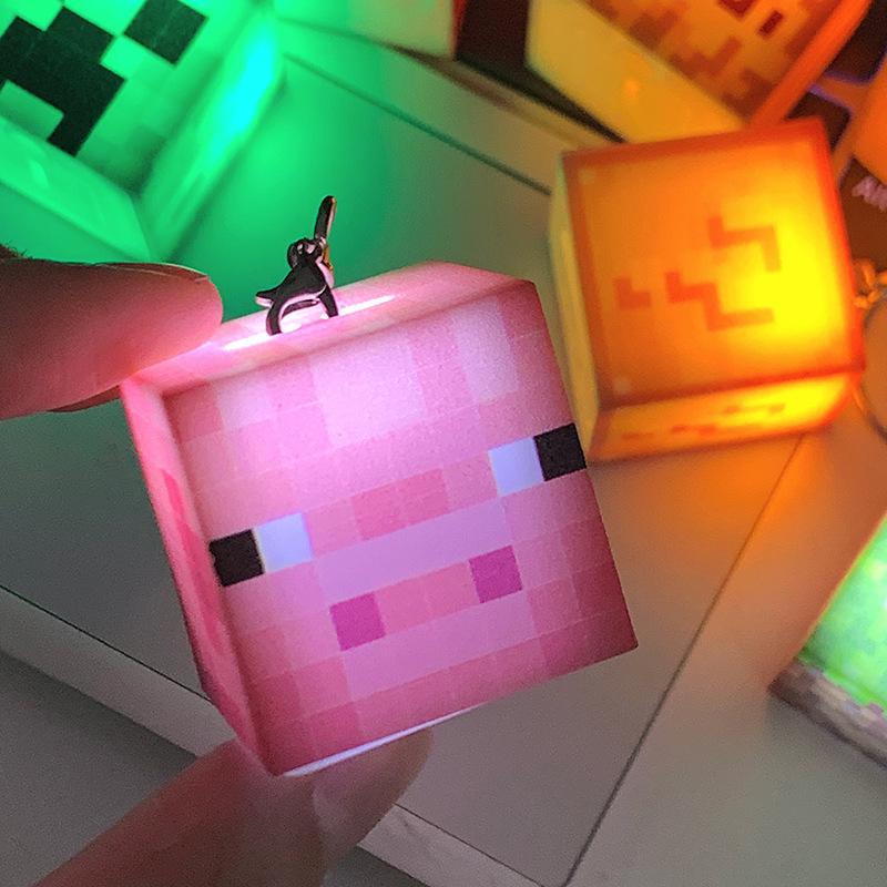 Тема игры Mc Окружающий Светодиодный фонарик-брелок, Перезаряжаемый через USB, Мини-фонарик, Брелок, Подвеска для рюкзака, Детские подарки, Светодиодный ночник