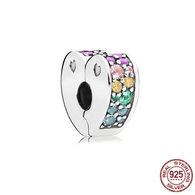 Стерлингового серебра 925 пробы, прозрачное Pav éClip, подвеска из бисера, подходит для милого модного браслета, ожерелье, модные украшения, подарок для женщин