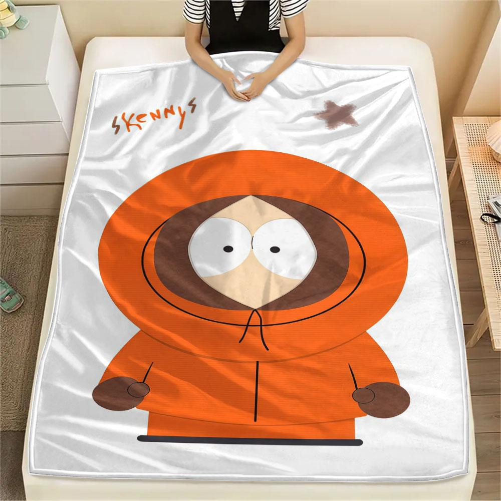 Kenny McCormick Printed Flannel Blanket, soft throw for bedroom sofa, washable, fan merchandise, great gift.