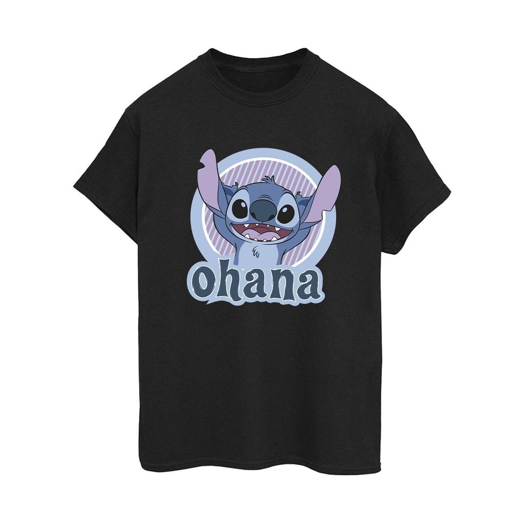 Disney Womens/Ladies Lilo And Stitch Ohana Circle Cotton Boyfriend T-Shirt